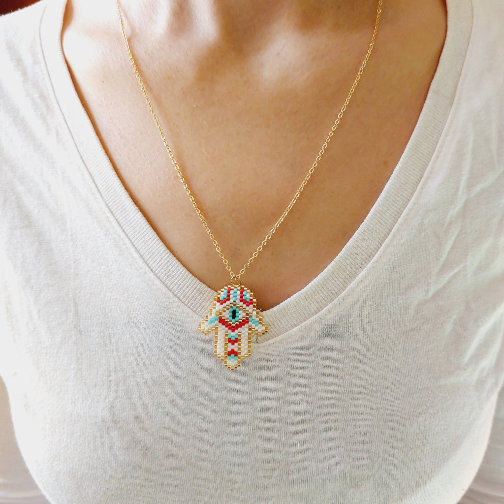 Collier Khamssa multicolore