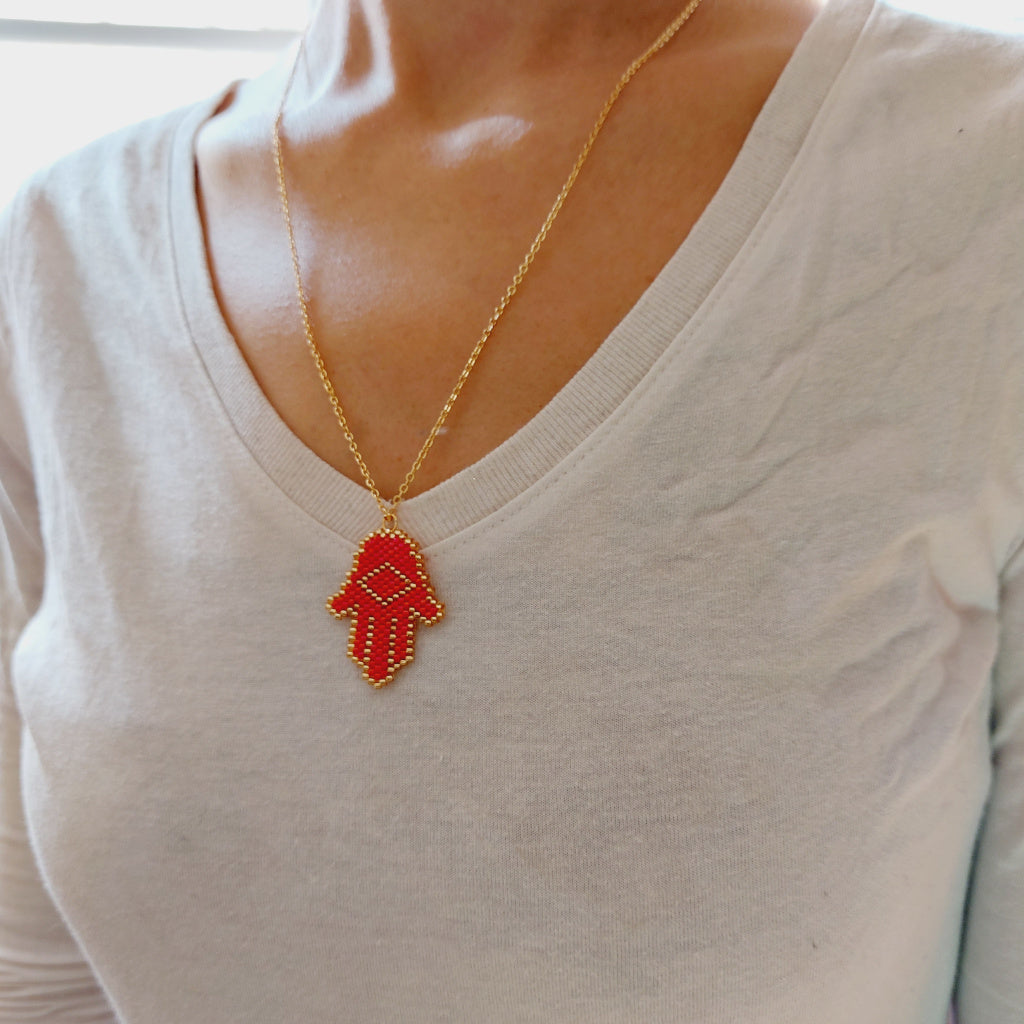 Collier Khamssa Rouge